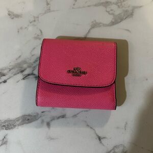 Coach Hot Pink Saffiano Compact Wallet